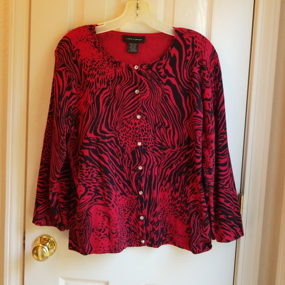 NWOT CABLE & GAUGE RED/BLACK SWEATER TOP SZ  XXL